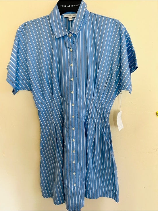 Free Assembly Dresses & Skirts - Free Assembly Blue Striped Button-Down Shirt Dress